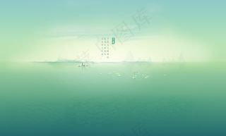 小清新绿色湖水