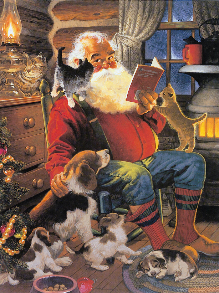 油画老人与动物图片