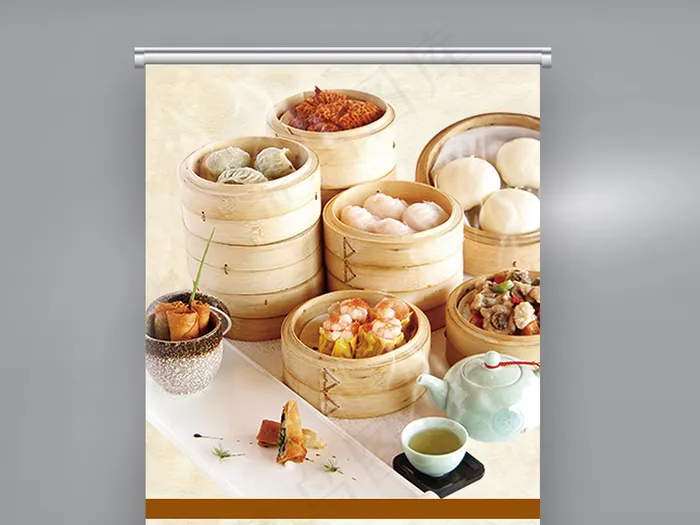 广式早茶餐厅X展架设计(3780X8504(DPI:120))psd模版下载