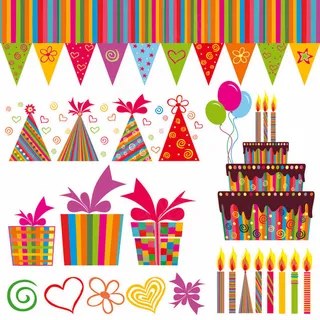 漂亮的生日礼物,手工绘制的元素矢量... 漂亮的生日礼物,手工绘制的元素矢量...