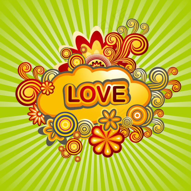 love花团背景eps,ai矢量模版下载