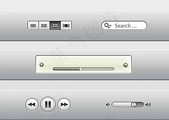 银灰色音乐播放器UI界面psd模版下载
