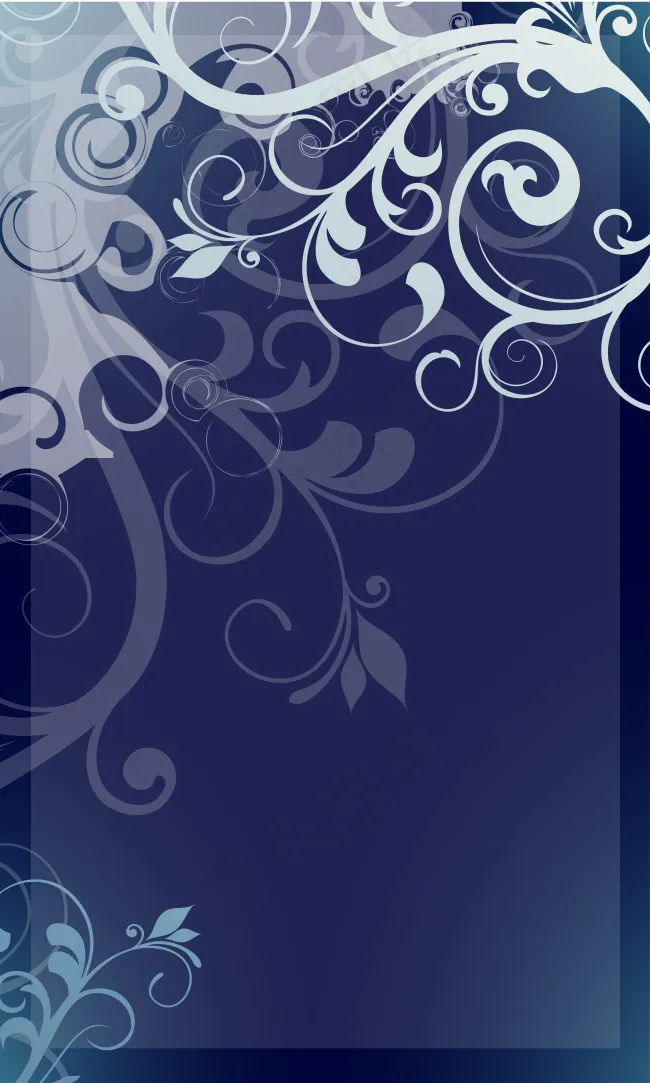 手绘白色花纹蓝底背景ai矢量模版下载