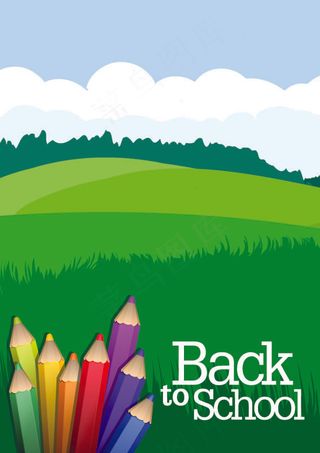 色彩斑斓铅笔插画矢量背景素材