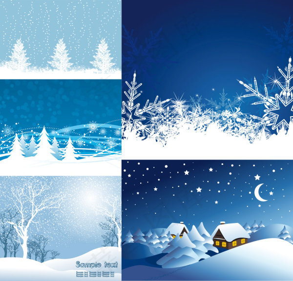 圣诞节雪景矢量素材eps,ai矢量模版下载