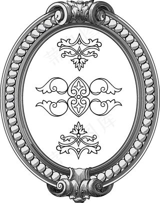 6款椭圆欧式花边矢量素材