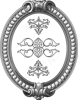 6款椭圆欧式花边矢量素材