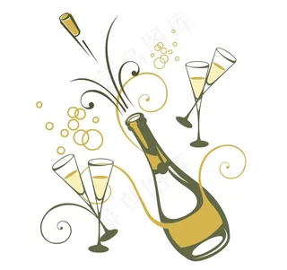 矢量香槟酒酒杯图片