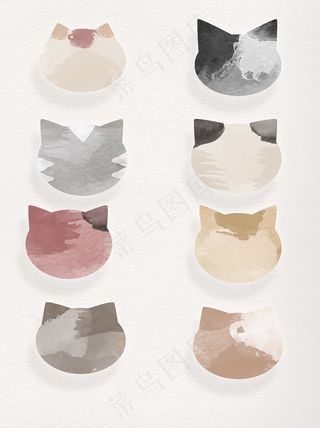 手绘卡通水彩猫咪头像装饰对话框