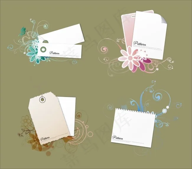 花纹标签矢量图素材动感花边cdr矢量模版下载