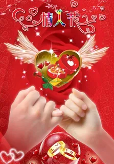 情人节牵手拉钩海报图片