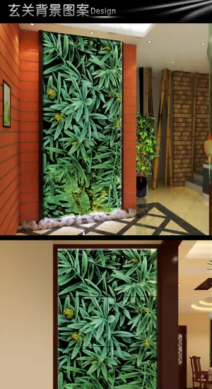 树叶水彩玄关