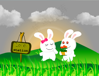 两只可爱的小白兔flash动画