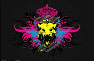 狮子头与翅膀元素图片