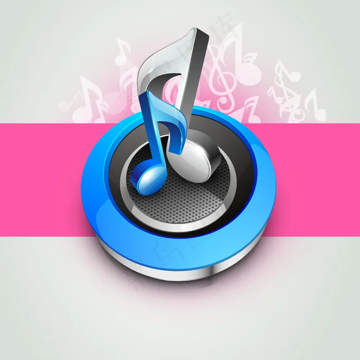 音符的扬声器和粉红的底色