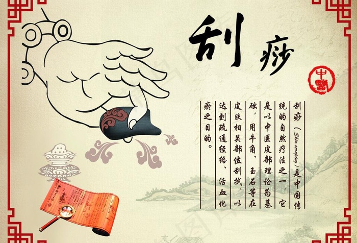 中医养生 刮痧图片psd模版下载