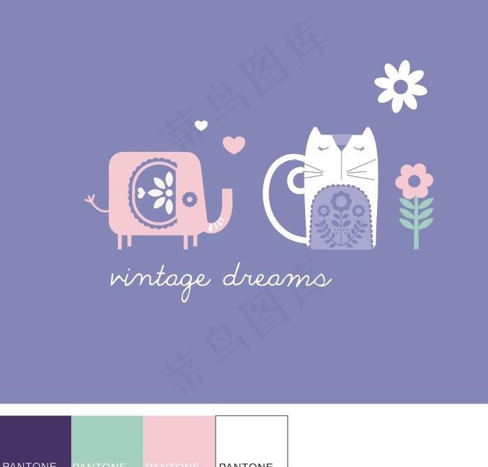 小象小花猫头鹰图片