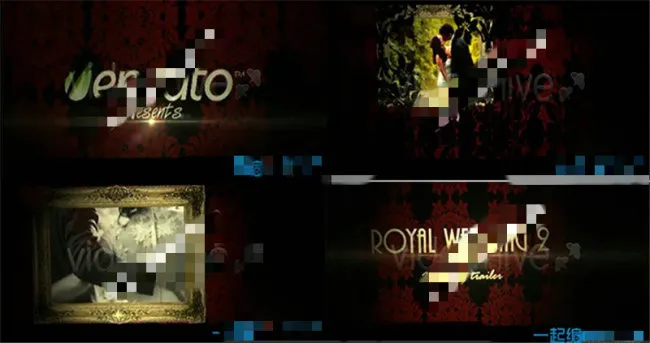 暗红色复古的婚庆ae模板