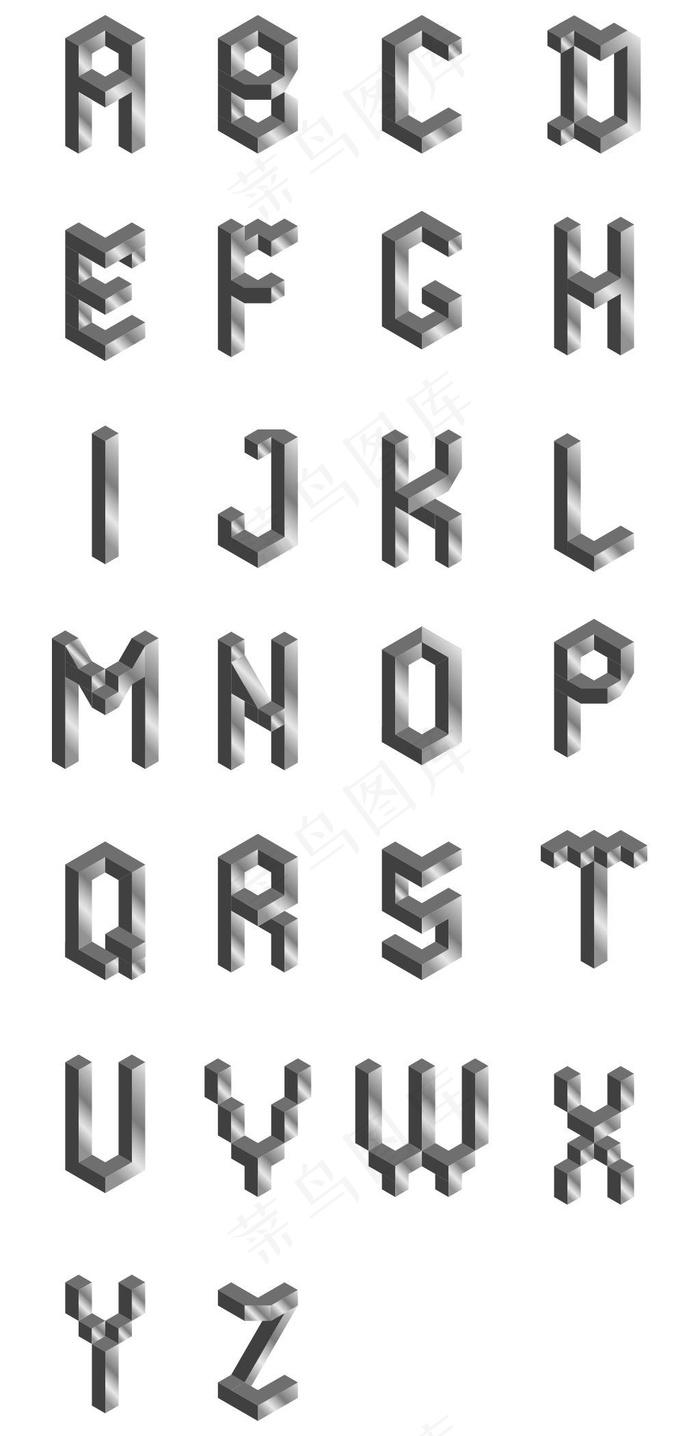 英文立体字母设计元素eps,ai矢量模版下载