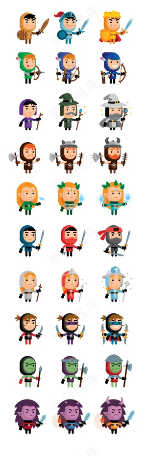 游戏卡通角色设计矢量素材