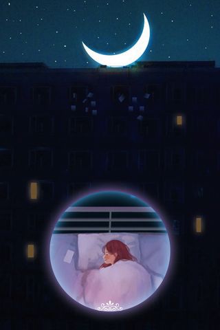 睡梦中的女孩晚安背景素材