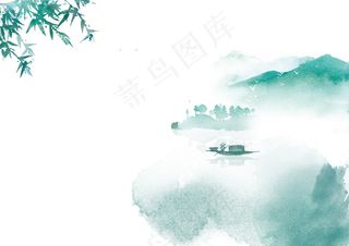 中国风水彩海报信纸简历背景素材