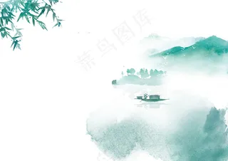 中国风水彩海报信纸简历背景素材