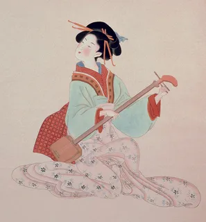 坐着弹琴的东洋仕女图 坐着弹琴的东洋仕女图