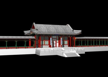 3D中国古代建筑走廊模型