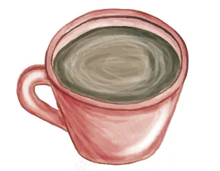 手绘简笔画咖啡杯矢量图