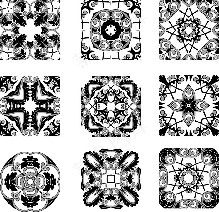古典花纹图案矢量图1ai矢量模版下载
