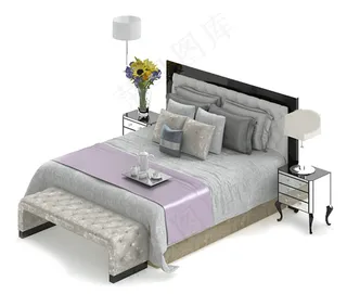 现代床模型模板下载