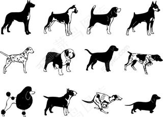 可爱小狗剪影图片psd文件