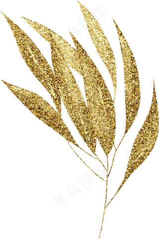 手绘金色叶子PNG透明素材
