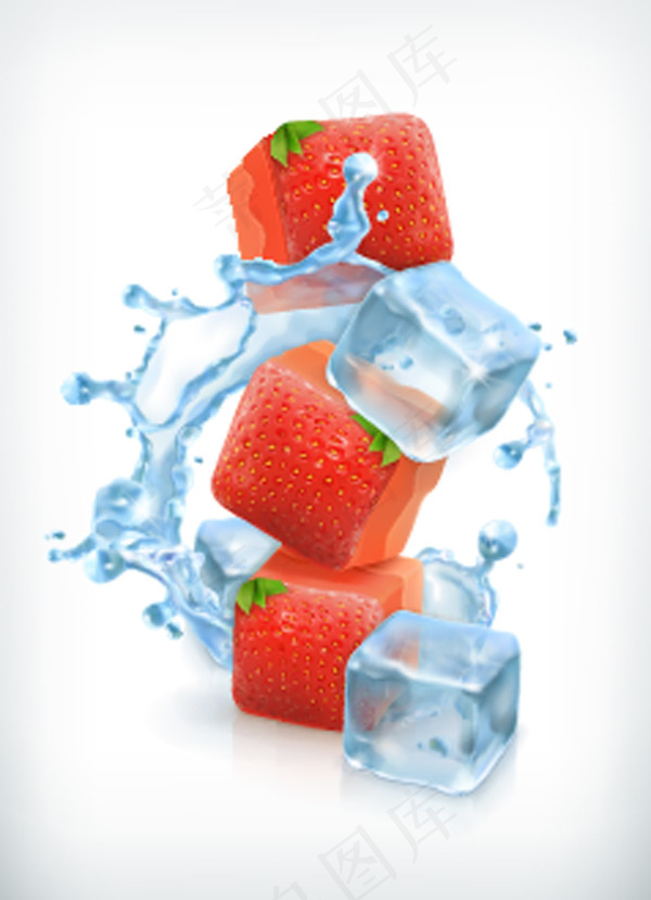 水果与冰块矢量eps,ai矢量模版下载