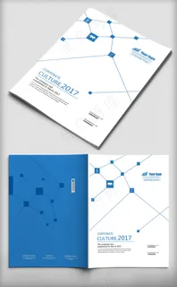 年蓝色简约时尚线条封面设计PSD格...