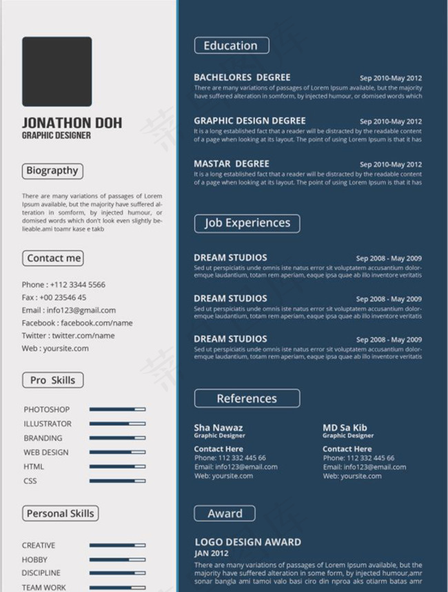 个性简约个人简历模板