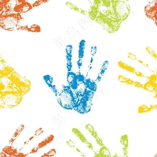 手印无缝图案矢量插图