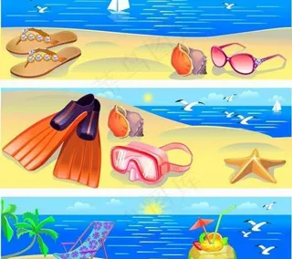 夏日沙滩海洋风景图片