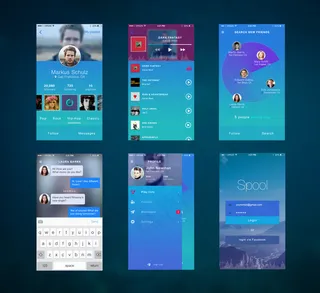 蓝色风格音乐社交APP模板spoo...