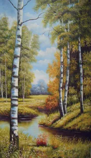 树林油画风景