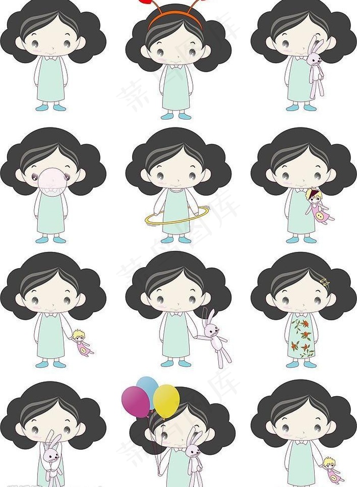 卡通女孩图片cdr矢量模版下载