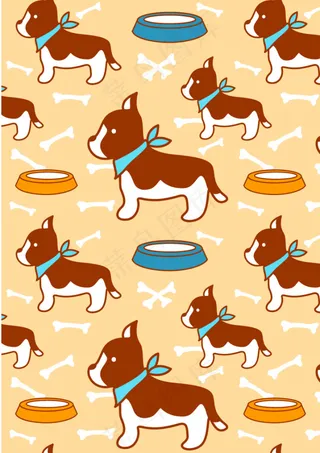 小狗狗喝水矢量图