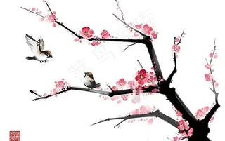 水墨梅花psd分层