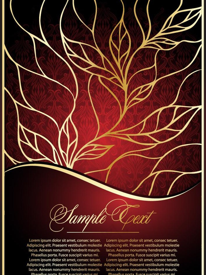 手绘金色树叶欧式花纹底纹图片