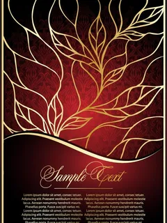 手绘金色树叶欧式花纹底纹图片