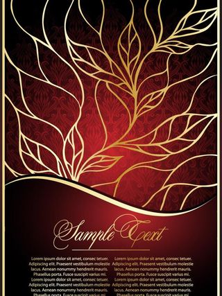 手绘金色树叶欧式花纹底纹图片