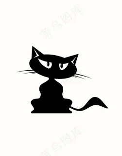 卡通动物猫咪剪影