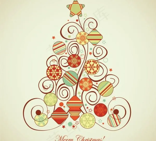 圣诞节花纹插画矢量素材三