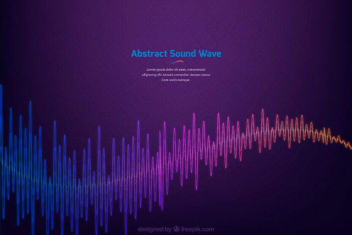 紫色背景，彩色抽象声波
